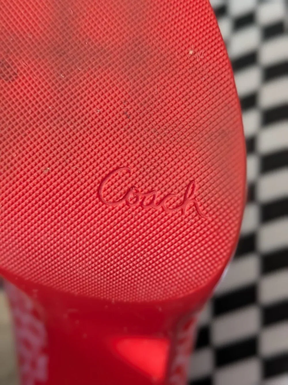 Coach Vintage Red Mini Signature C Print Peep Toe Platform Pumps Heels